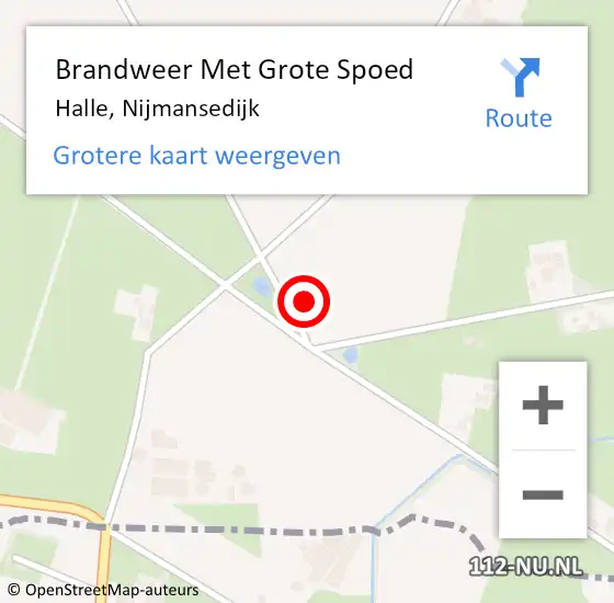 Locatie op kaart van de 112 melding: Brandweer Met Grote Spoed Naar Halle, Nijmansedijk op 1 december 2021 17:30