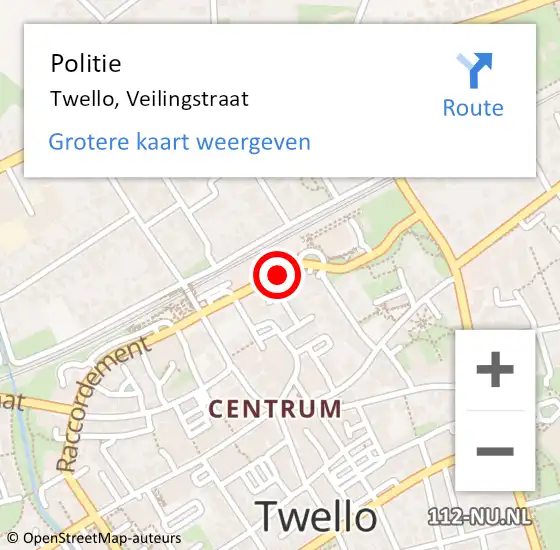 Locatie op kaart van de 112 melding: Politie Twello, Veilingstraat op 1 december 2021 17:49