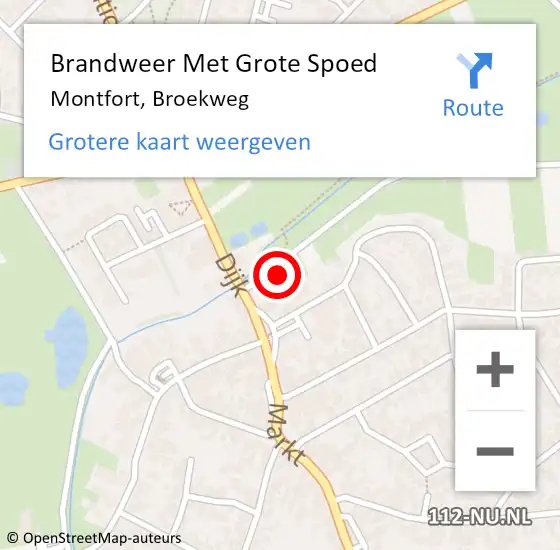 Locatie op kaart van de 112 melding: Brandweer Met Grote Spoed Naar Montfort, Broekweg op 1 december 2021 18:11