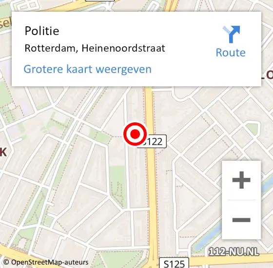 Locatie op kaart van de 112 melding: Politie Rotterdam, Heinenoordstraat op 1 december 2021 18:23