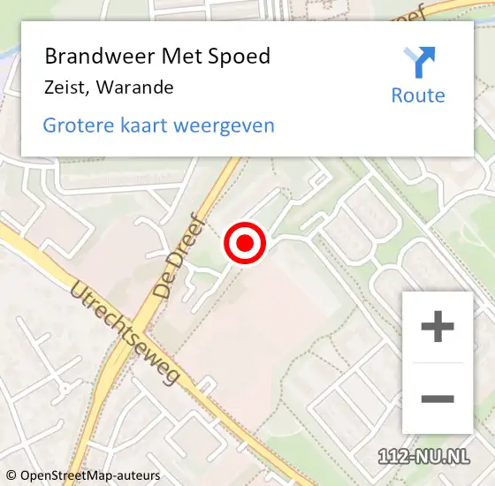 Locatie op kaart van de 112 melding: Brandweer Met Spoed Naar Zeist, Warande op 1 december 2021 18:23