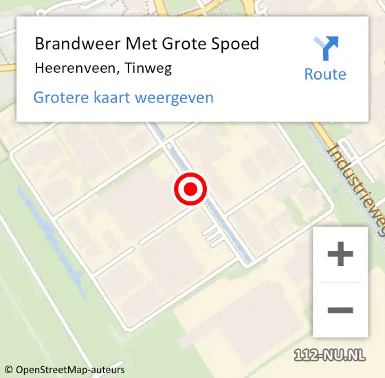Locatie op kaart van de 112 melding: Brandweer Met Grote Spoed Naar Heerenveen, Tinweg op 1 december 2021 18:41