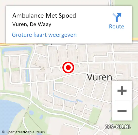 Locatie op kaart van de 112 melding: Ambulance Met Spoed Naar Vuren, De Waay op 1 december 2021 18:44