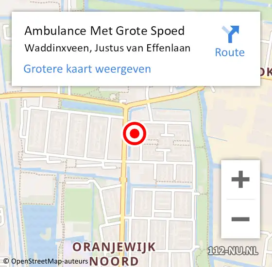 Locatie op kaart van de 112 melding: Ambulance Met Grote Spoed Naar Waddinxveen, Justus van Effenlaan op 1 december 2021 18:44