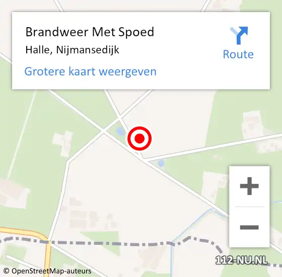 Locatie op kaart van de 112 melding: Brandweer Met Spoed Naar Halle, Nijmansedijk op 1 december 2021 18:58