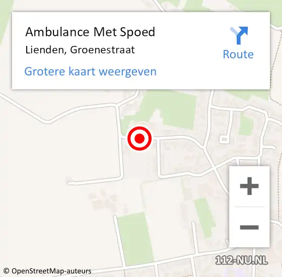 Locatie op kaart van de 112 melding: Ambulance Met Spoed Naar Lienden, Groenestraat op 1 december 2021 19:18