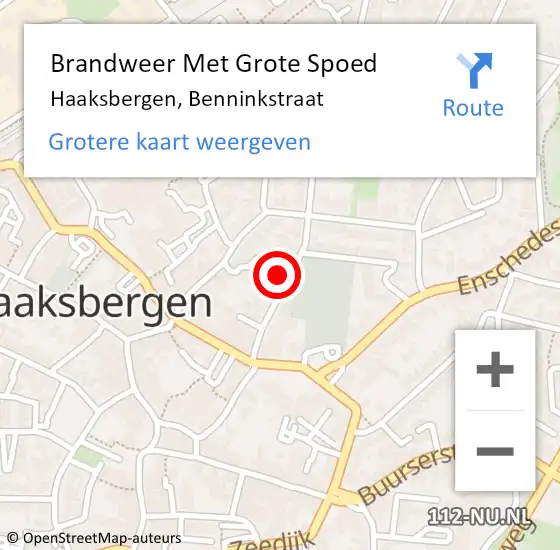 Locatie op kaart van de 112 melding: Brandweer Met Grote Spoed Naar Haaksbergen, Benninkstraat op 1 december 2021 19:30