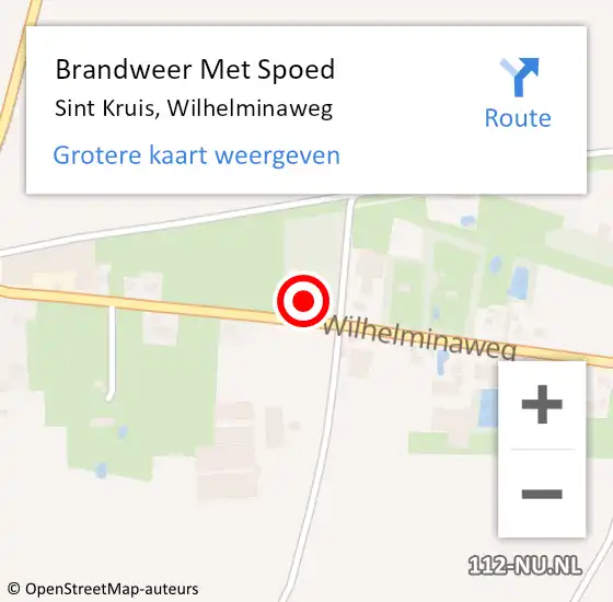 Locatie op kaart van de 112 melding: Brandweer Met Spoed Naar Sint Kruis, Wilhelminaweg op 1 december 2021 20:03