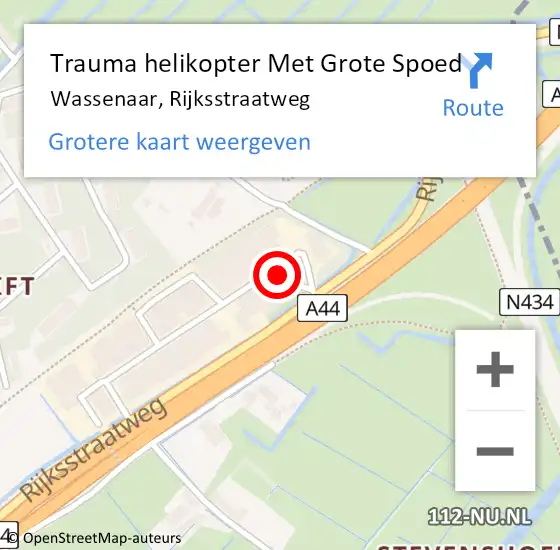 Locatie op kaart van de 112 melding: Trauma helikopter Met Grote Spoed Naar Wassenaar, Rijksstraatweg op 1 december 2021 20:21