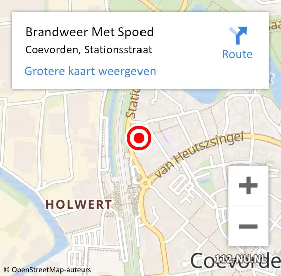 Locatie op kaart van de 112 melding: Brandweer Met Spoed Naar Coevorden, Stationsstraat op 1 december 2021 20:25