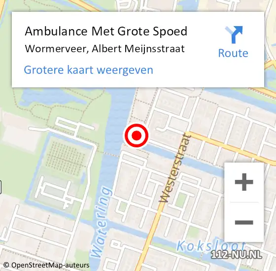 Locatie op kaart van de 112 melding: Ambulance Met Grote Spoed Naar Wormerveer, Albert Meijnsstraat op 1 december 2021 21:31