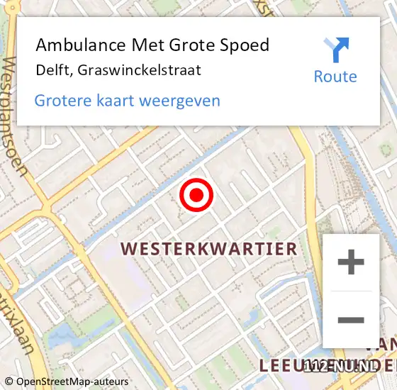 Locatie op kaart van de 112 melding: Ambulance Met Grote Spoed Naar Delft, Graswinckelstraat op 1 december 2021 21:32