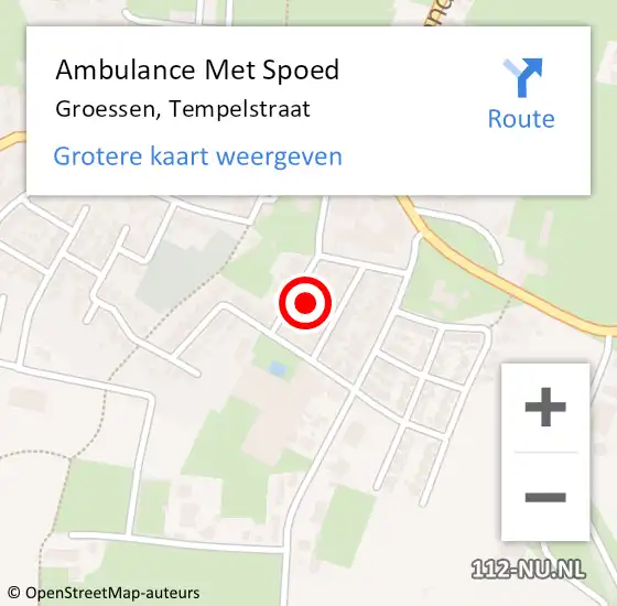 Locatie op kaart van de 112 melding: Ambulance Met Spoed Naar Groessen, Tempelstraat op 1 december 2021 21:41