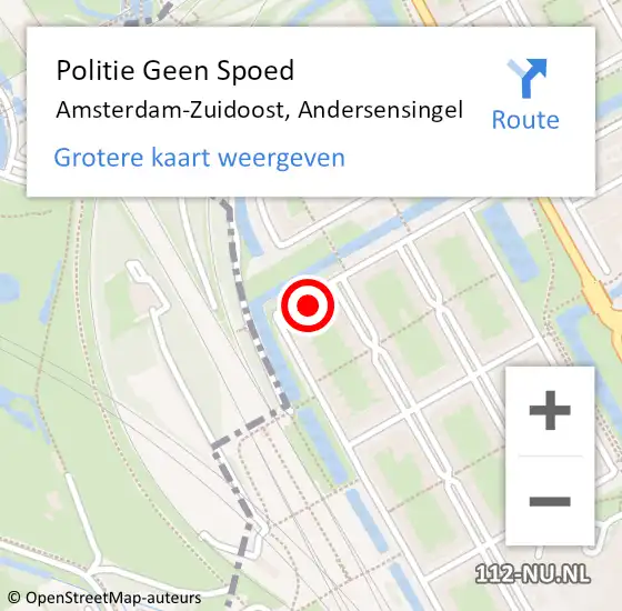 Locatie op kaart van de 112 melding: Politie Geen Spoed Naar Amsterdam-Zuidoost, Andersensingel op 1 december 2021 22:08