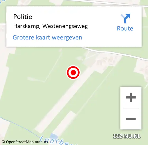Locatie op kaart van de 112 melding: Politie Harskamp, Westenengseweg op 1 december 2021 22:11