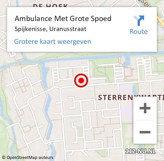 Locatie op kaart van de 112 melding: Ambulance Met Grote Spoed Naar Spijkenisse, Uranusstraat op 1 december 2021 22:18