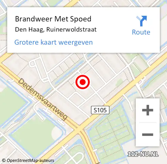 Locatie op kaart van de 112 melding: Brandweer Met Spoed Naar Den Haag, Ruinerwoldstraat op 2 december 2021 00:12