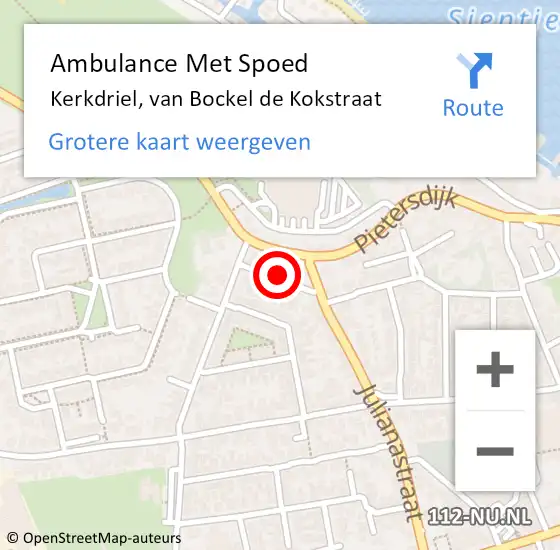 Locatie op kaart van de 112 melding: Ambulance Met Spoed Naar Kerkdriel, van Bockel de Kokstraat op 2 december 2021 00:32