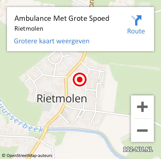 Locatie op kaart van de 112 melding: Ambulance Met Grote Spoed Naar Rietmolen op 2 december 2021 04:32