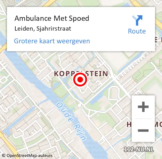 Locatie op kaart van de 112 melding: Ambulance Met Spoed Naar Leiden, Sjahrirstraat op 2 december 2021 05:31