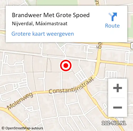 Locatie op kaart van de 112 melding: Brandweer Met Grote Spoed Naar Nijverdal, Máximastraat op 2 december 2021 05:58