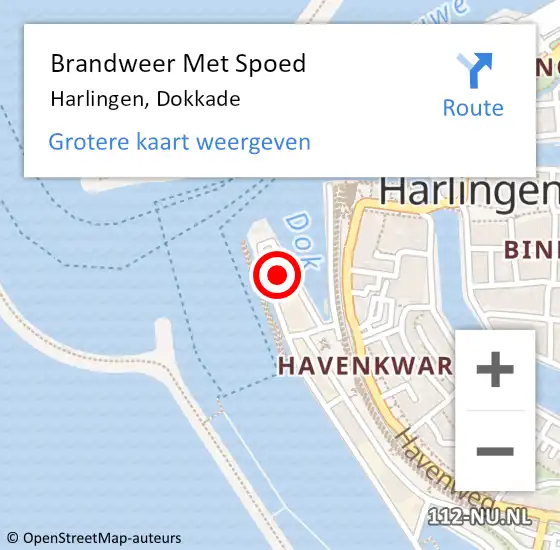 Locatie op kaart van de 112 melding: Brandweer Met Spoed Naar Harlingen, Dokkade op 2 december 2021 07:02