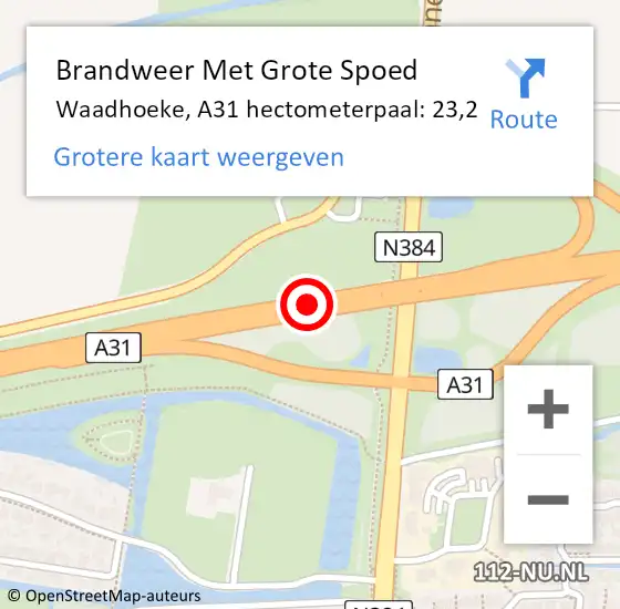 Locatie op kaart van de 112 melding: Brandweer Met Grote Spoed Naar Franekeradeel, A31 hectometerpaal: 23,2 op 2 december 2021 07:06