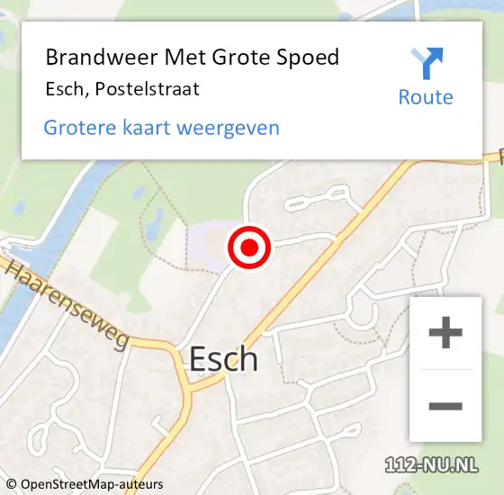 Locatie op kaart van de 112 melding: Brandweer Met Grote Spoed Naar Esch, Postelstraat op 2 december 2021 07:43