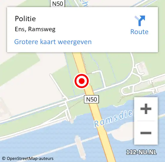 Locatie op kaart van de 112 melding: Politie Ens, Ramsweg op 2 december 2021 08:23