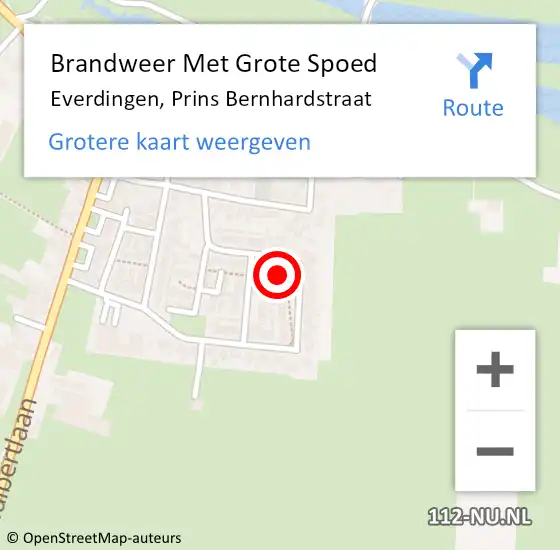 Locatie op kaart van de 112 melding: Brandweer Met Grote Spoed Naar Everdingen, Prins Bernhardstraat op 2 december 2021 08:25