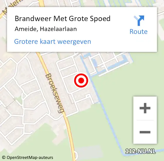 Locatie op kaart van de 112 melding: Brandweer Met Grote Spoed Naar Ameide, Hazelaarlaan op 2 december 2021 08:33