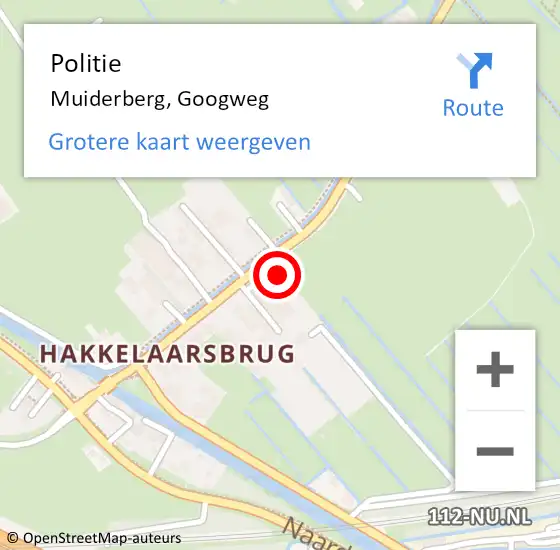 Locatie op kaart van de 112 melding: Politie Muiderberg, Googweg op 2 december 2021 08:56