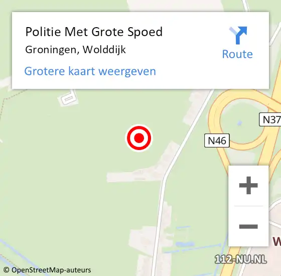 Locatie op kaart van de 112 melding: Politie Met Grote Spoed Naar Groningen, Wolddijk op 2 december 2021 09:22