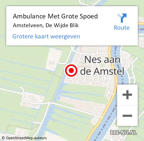 Locatie op kaart van de 112 melding: Ambulance Met Grote Spoed Naar Amstelveen, De Wijde Blik op 2 december 2021 09:24