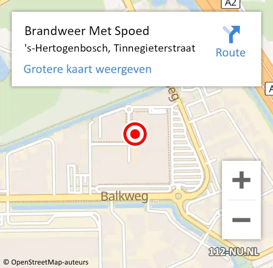 Locatie op kaart van de 112 melding: Brandweer Met Spoed Naar 's-Hertogenbosch, Tinnegieterstraat op 2 december 2021 09:25