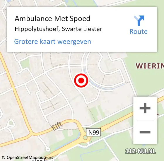 Locatie op kaart van de 112 melding: Ambulance Met Spoed Naar Hippolytushoef, Swarte Liester op 2 december 2021 09:28