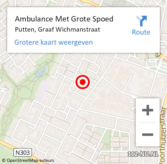 Locatie op kaart van de 112 melding: Ambulance Met Grote Spoed Naar Putten, Graaf Wichmanstraat op 2 december 2021 09:33