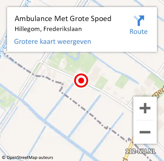 Locatie op kaart van de 112 melding: Ambulance Met Grote Spoed Naar Hillegom, Frederikslaan op 2 december 2021 09:36