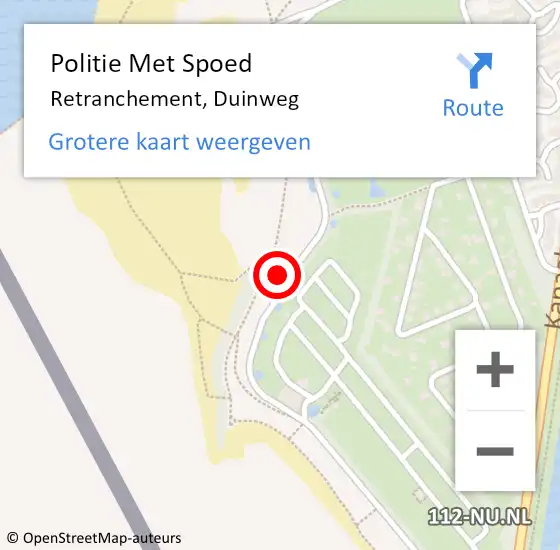 Locatie op kaart van de 112 melding: Politie Met Spoed Naar Retranchement, Duinweg op 2 december 2021 09:58