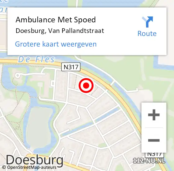 Locatie op kaart van de 112 melding: Ambulance Met Spoed Naar Doesburg, Van Pallandtstraat op 2 december 2021 10:03