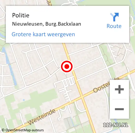 Locatie op kaart van de 112 melding: Politie Nieuwleusen, Burg.Backxlaan op 2 december 2021 10:05