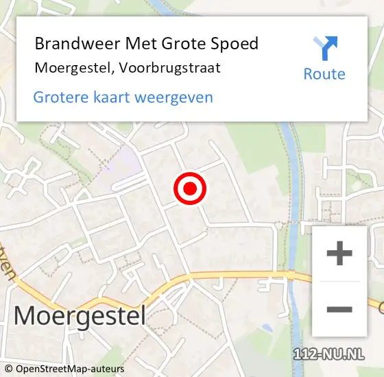 Locatie op kaart van de 112 melding: Brandweer Met Grote Spoed Naar Moergestel, Voorbrugstraat op 2 december 2021 10:14