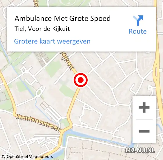 Locatie op kaart van de 112 melding: Ambulance Met Grote Spoed Naar Tiel, Voor de Kijkuit op 2 december 2021 10:27