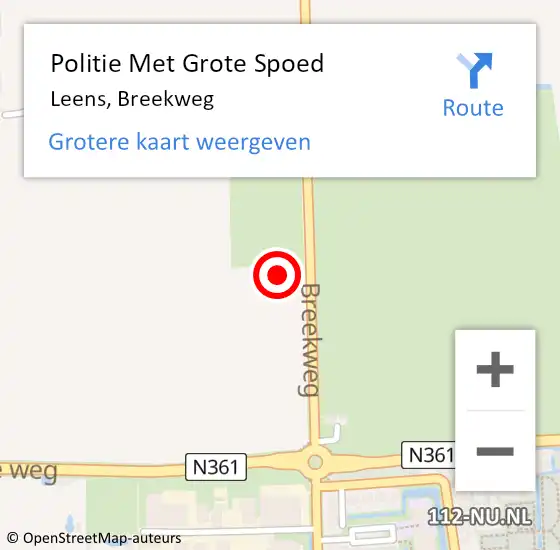 Locatie op kaart van de 112 melding: Politie Met Grote Spoed Naar Leens, Breekweg op 2 december 2021 10:35