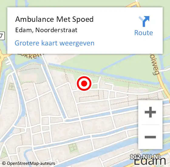 Locatie op kaart van de 112 melding: Ambulance Met Spoed Naar Edam, Noorderstraat op 2 december 2021 10:46