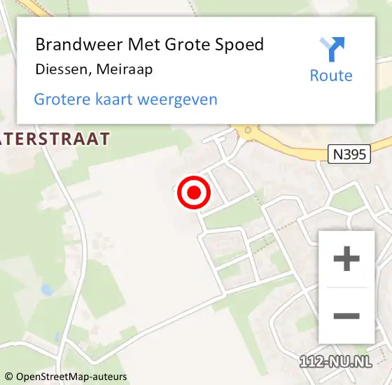 Locatie op kaart van de 112 melding: Brandweer Met Grote Spoed Naar Diessen, Meiraap op 2 december 2021 11:28