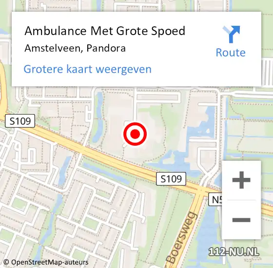 Locatie op kaart van de 112 melding: Ambulance Met Grote Spoed Naar Amstelveen, Pandora op 2 december 2021 11:34