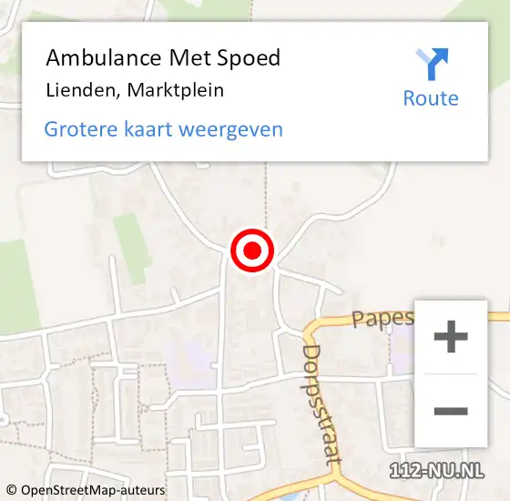 Locatie op kaart van de 112 melding: Ambulance Met Spoed Naar Lienden, Marktplein op 2 december 2021 11:37