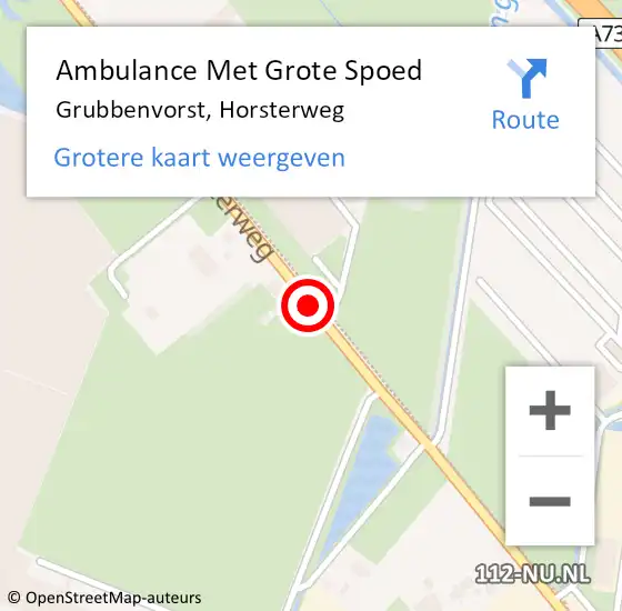 Locatie op kaart van de 112 melding: Ambulance Met Grote Spoed Naar Grubbenvorst, Horsterweg op 1 juli 2014 07:29