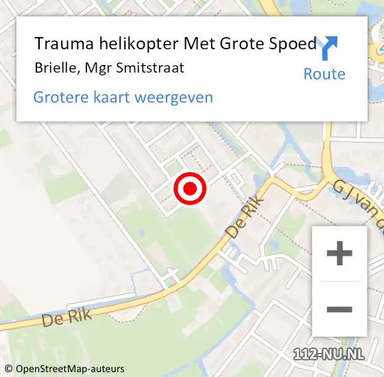 Locatie op kaart van de 112 melding: Trauma helikopter Met Grote Spoed Naar Brielle, Mgr Smitstraat op 2 december 2021 11:55